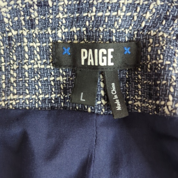 Anthropologie Paige Women’s Blue Tweed Linen Blend Puff Sleeve Blazer - Picture 3 of 13